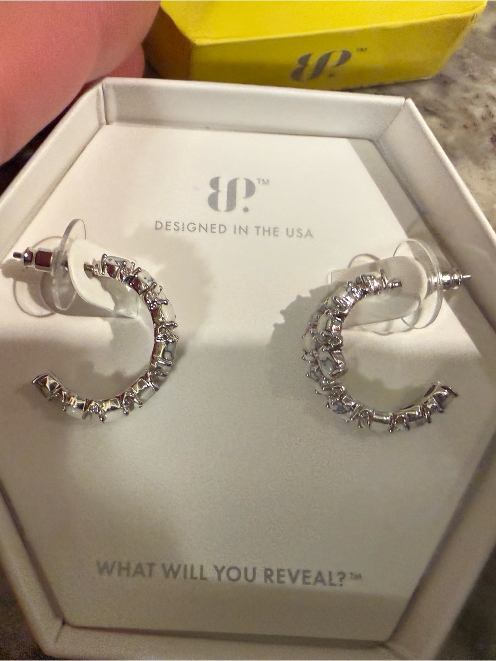 Bomb Party The Rivington Silver Crystal Half-Hoop Earrings